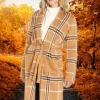 Betty Basics Hampshire Cardigan in Beige Plaid