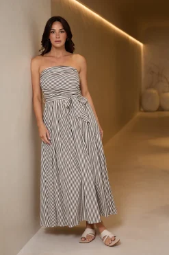 Brave + True Avalon Dress in White with Black Stripe