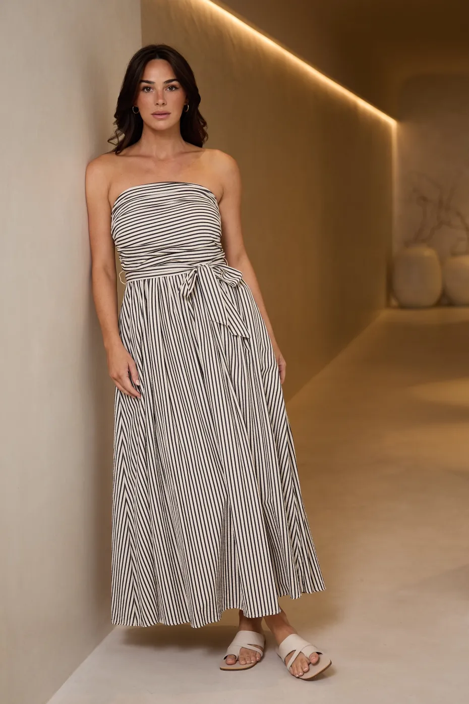 Brave + True Avalon Dress in White with Black Stripe