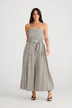 Brave + True Avalon Dress in White with Black Stripe