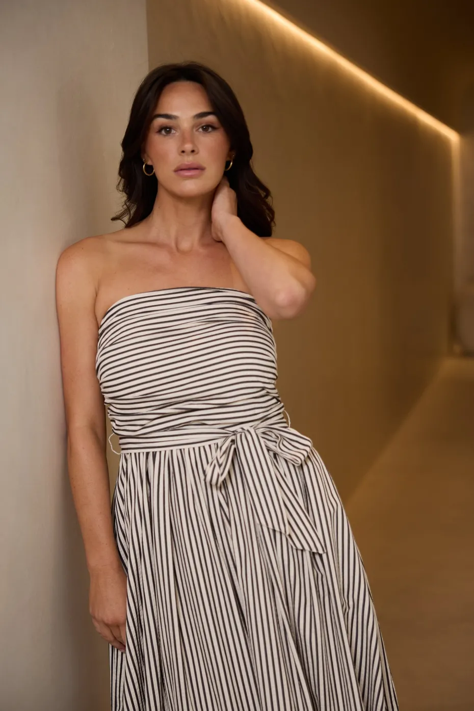 Brave + True Avalon Dress in White with Black Stripe