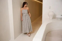 Brave + True Avalon Dress in White with Black Stripe