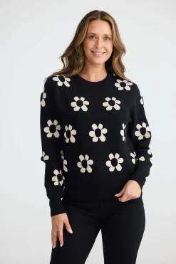 Brave + True Flower Knit in Black Natural