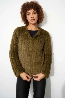 Caju Faux Fur Jacket in Khaki