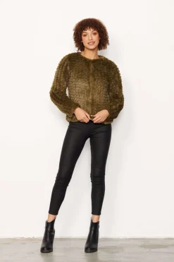 Caju Faux Fur Jacket in Khaki