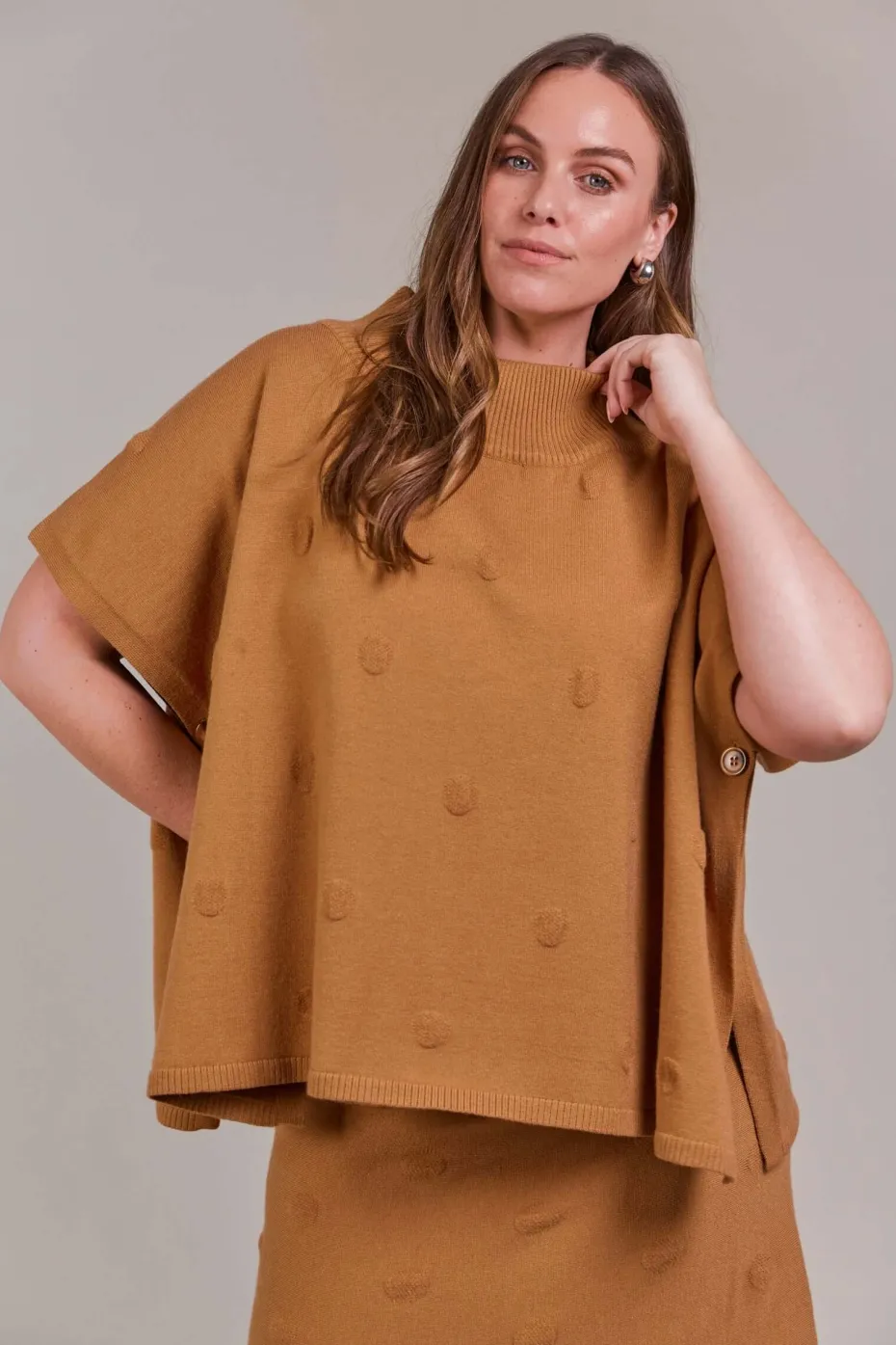Eb & Ive Masa Knit Poncho in Hazel