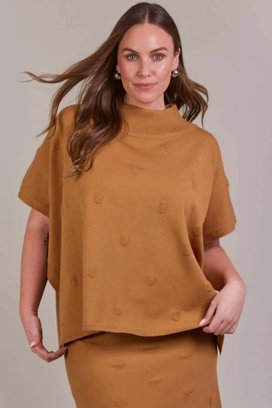 Eb & Ive Masa Knit Poncho in Hazel
