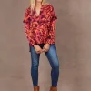 Eb & Ive Mayan Frill Blouse in Magenta