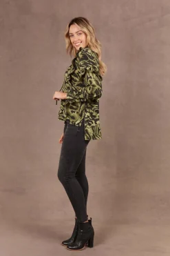 Eb & Ive Mayan Frill Blouse in Fern