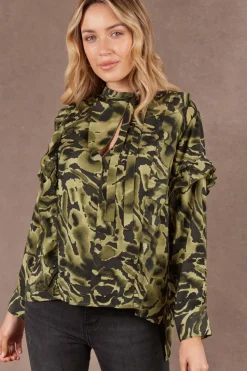 Eb & Ive Mayan Frill Blouse in Fern