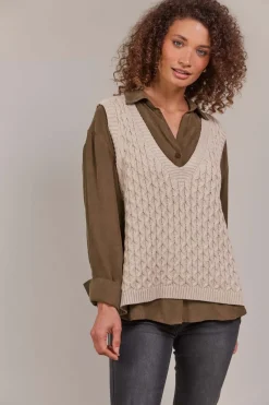 Eb & Ive Naviva Vest in Oat