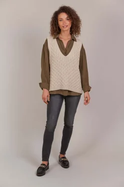 Eb & Ive Naviva Vest in Oat