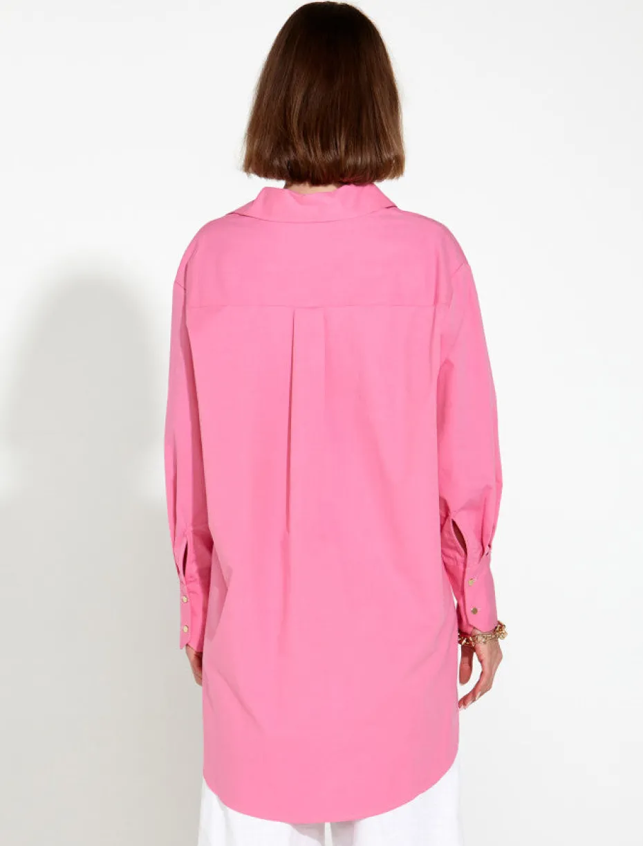 Fate & Becker Landline Oversized Shirt in Pink
