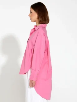 Fate & Becker Landline Oversized Shirt in Pink