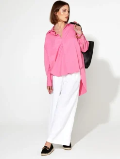 Fate & Becker Landline Oversized Shirt in Pink