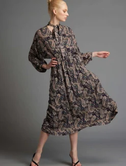Fate & Becker Nightfever Bohemian Maxi in Navy Paisley