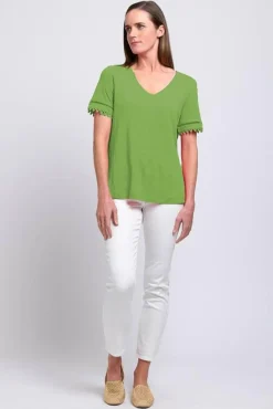 Foil All The Trimmings Top in Apple