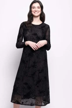 Foil International Velvet Dress in Black Splatter