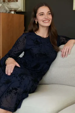 Foil International Velvet Dress in Midnight Splatter