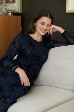 Foil International Velvet Dress in Midnight Splatter
