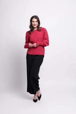 Foil It's A Breeze Top in Scarlet