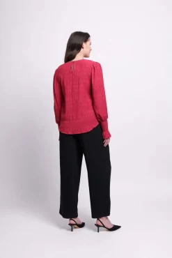 Foil It's A Breeze Top in Scarlet