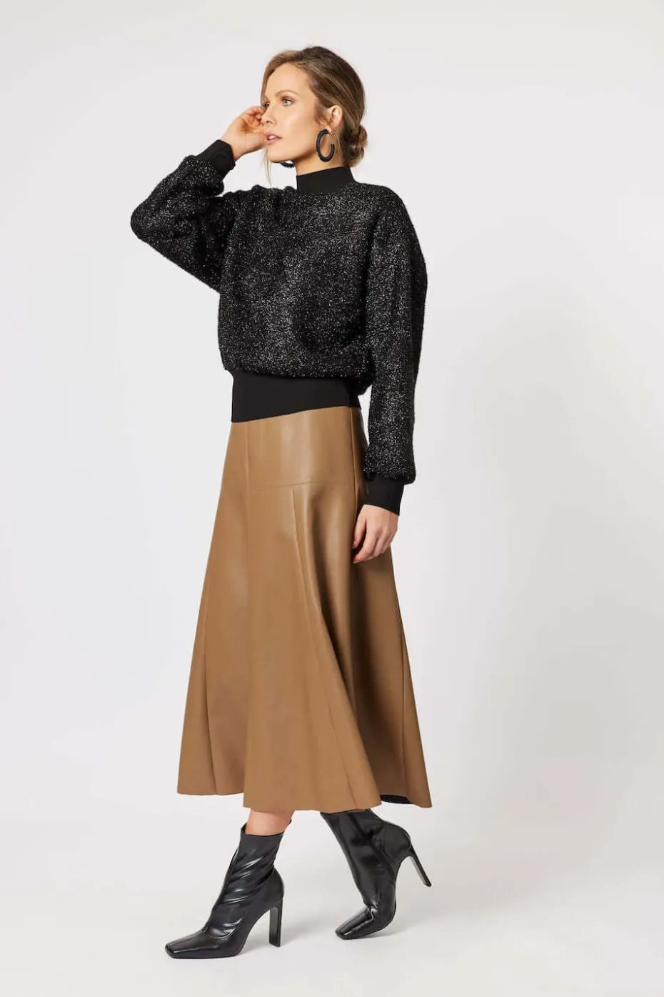Hammock & Vine Brooke Vegan Leather Skirt in Coffee