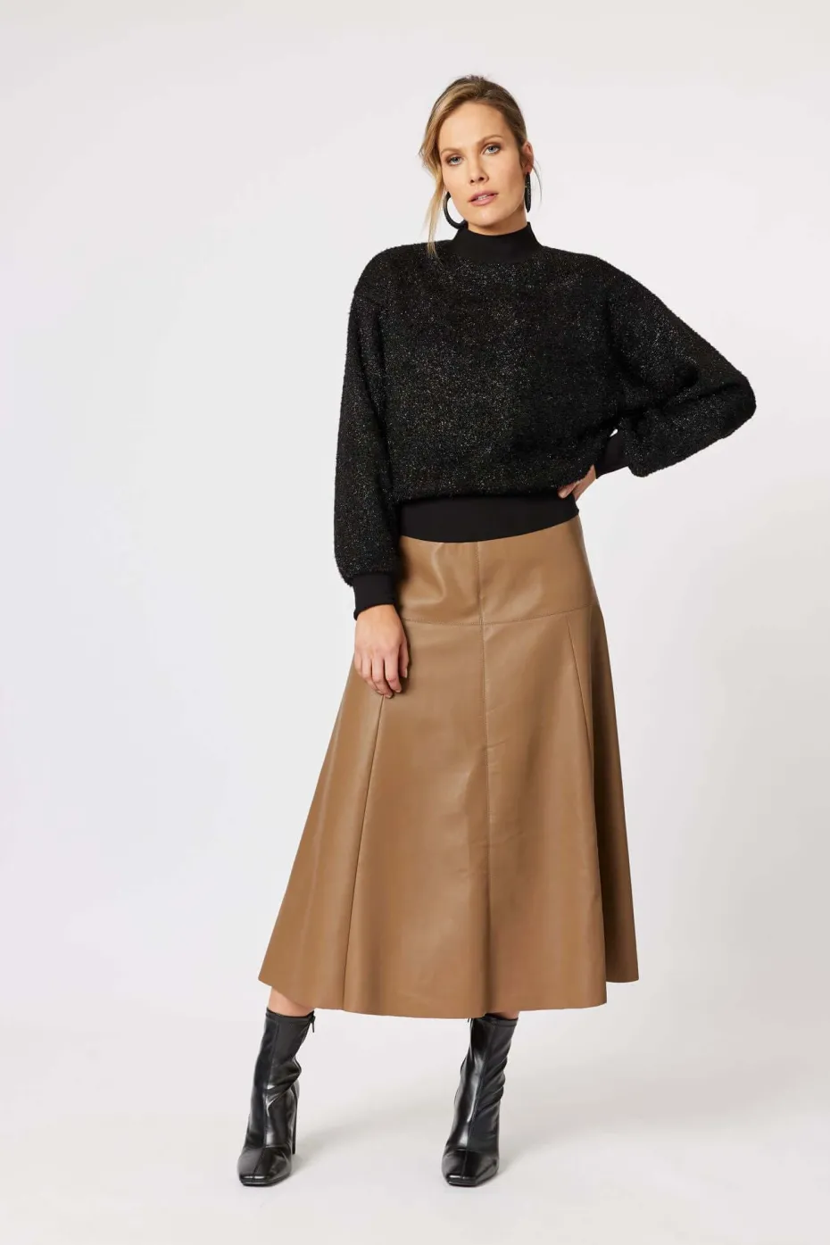 Hammock & Vine Brooke Vegan Leather Skirt in Coffee