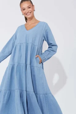 Haven Austin Denim Maxi in Blue Denim