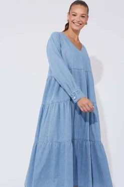 Haven Austin Denim Maxi in Blue Denim