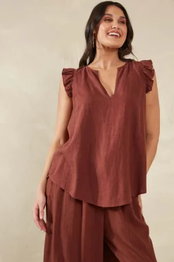 Haven Florence Frill Tank in Espresso