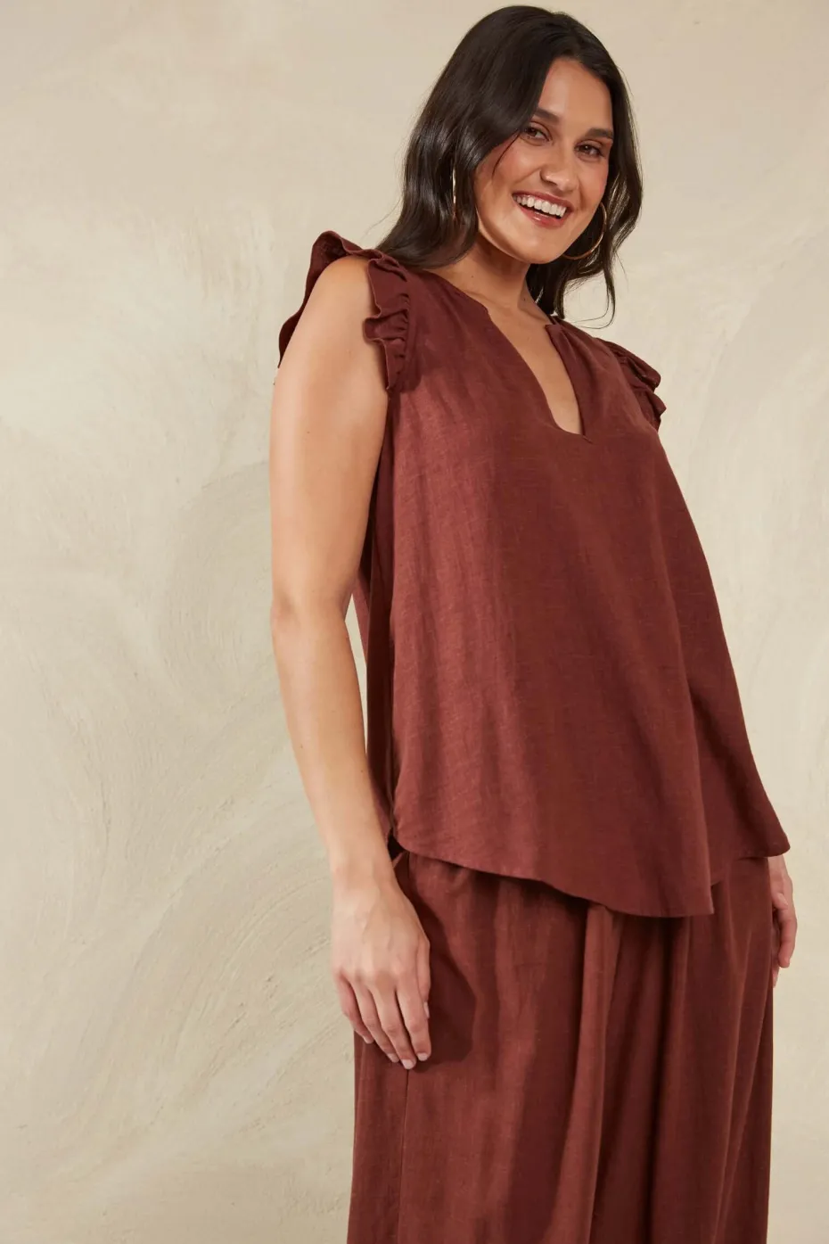 Haven Florence Frill Tank in Espresso