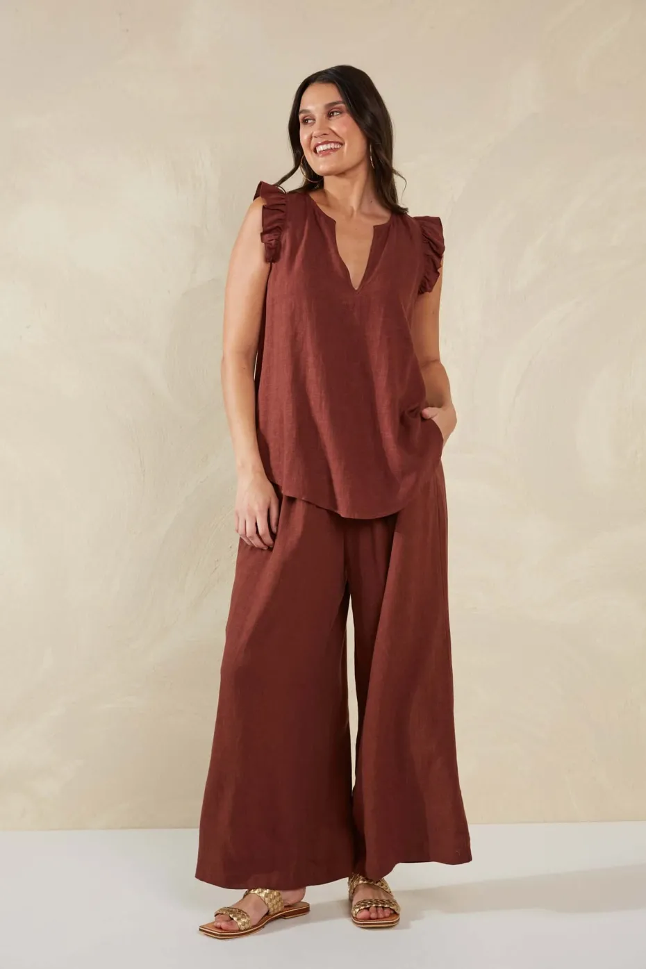 Haven Florence Frill Tank in Espresso