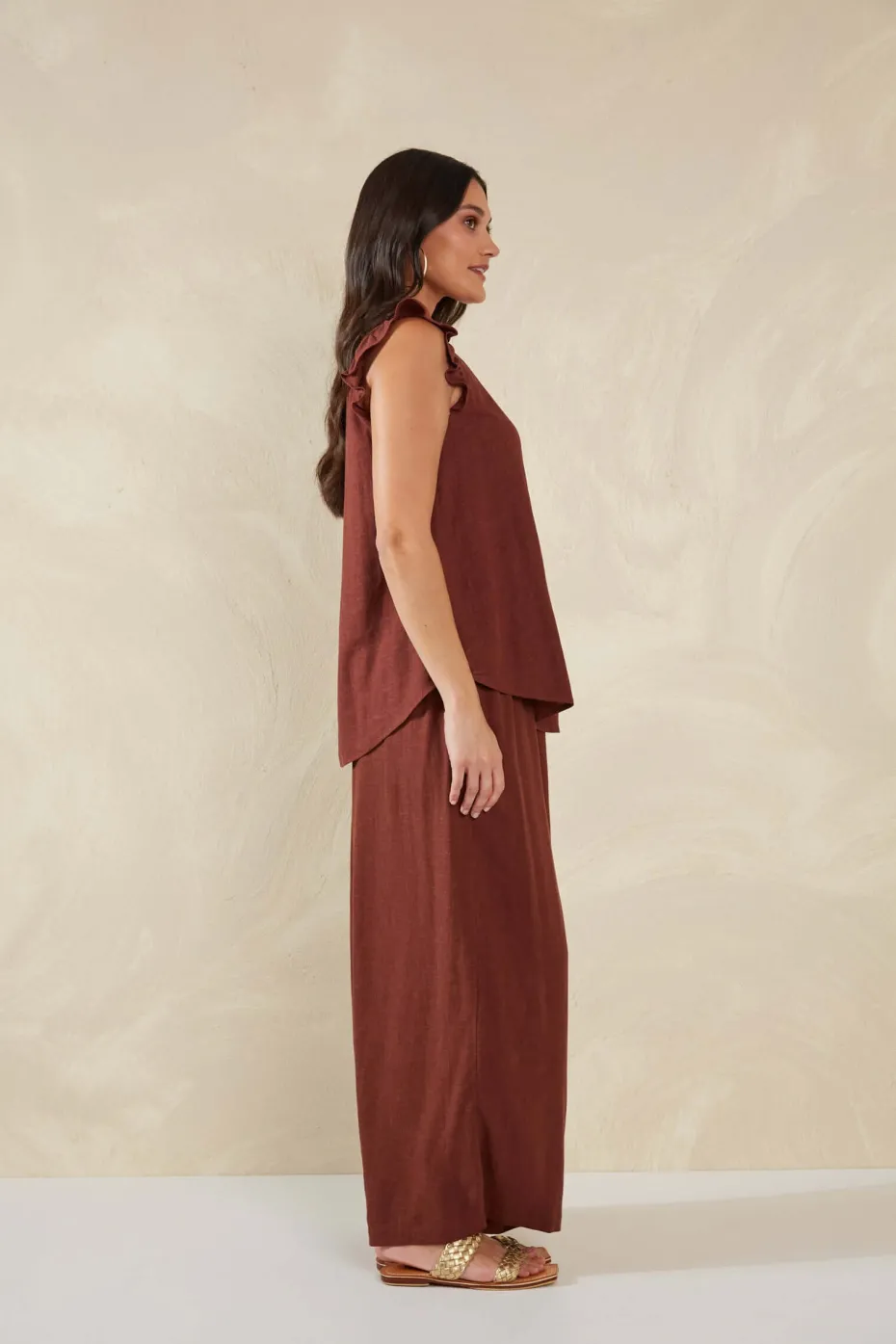 Haven Florence Frill Tank in Espresso