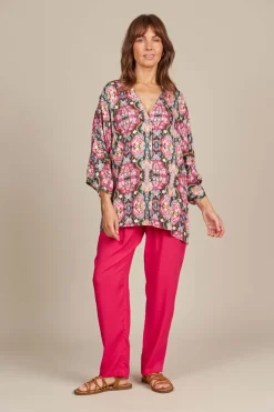 Isle of Mine Esme Relaxed Top in Olive Fleuron