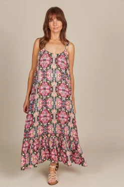 Isle of Mine Esme Tank Dress in Olive Fleuron