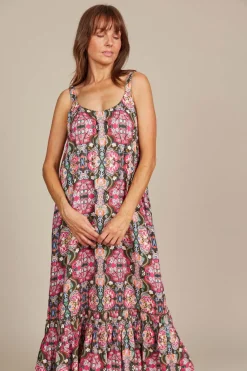 Isle of Mine Esme Tank Dress in Olive Fleuron