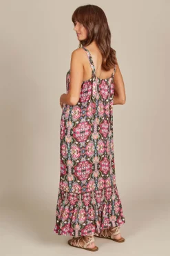 Isle of Mine Esme Tank Dress in Olive Fleuron