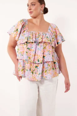 Isle of Mine Flora Tiered Top in Sunset Hydrangea