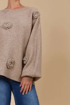 Isle of Mine Miru Flower Jumper in Taupe