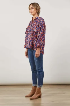 Isle of Mine Romance Ruffle Blouse in Azure Bloom