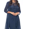 Jesse Harper Lace and Chiffon Drape Dress & Jacket in Midnight JH0541