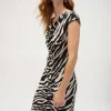 Joseph Ribkoff Animal Dress in Black Beige 252158