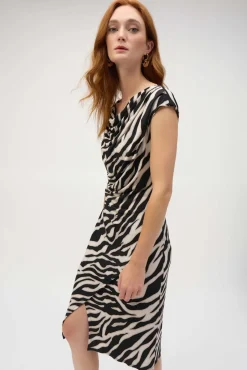 Joseph Ribkoff Animal Dress in Black Beige 252158