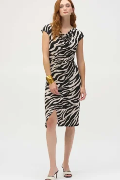 Joseph Ribkoff Animal Dress in Black Beige 252158