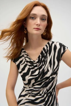 Joseph Ribkoff Animal Dress in Black Beige 252158