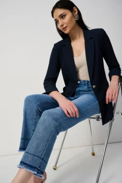 Joseph Ribkoff Crop Flare Jean in Vintage Blue Denim 251957