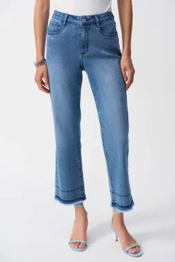 Joseph Ribkoff Crop Flare Jean in Vintage Blue Denim 251957