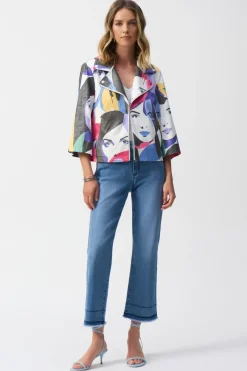 Joseph Ribkoff Crop Flare Jean in Vintage Blue Denim 251957