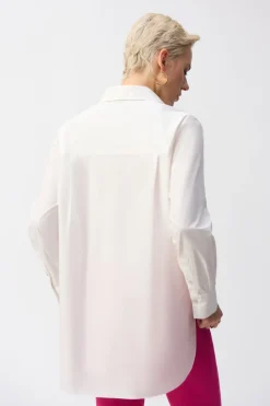 Joseph Ribkoff Embroidered Flower Blouse in White 251938